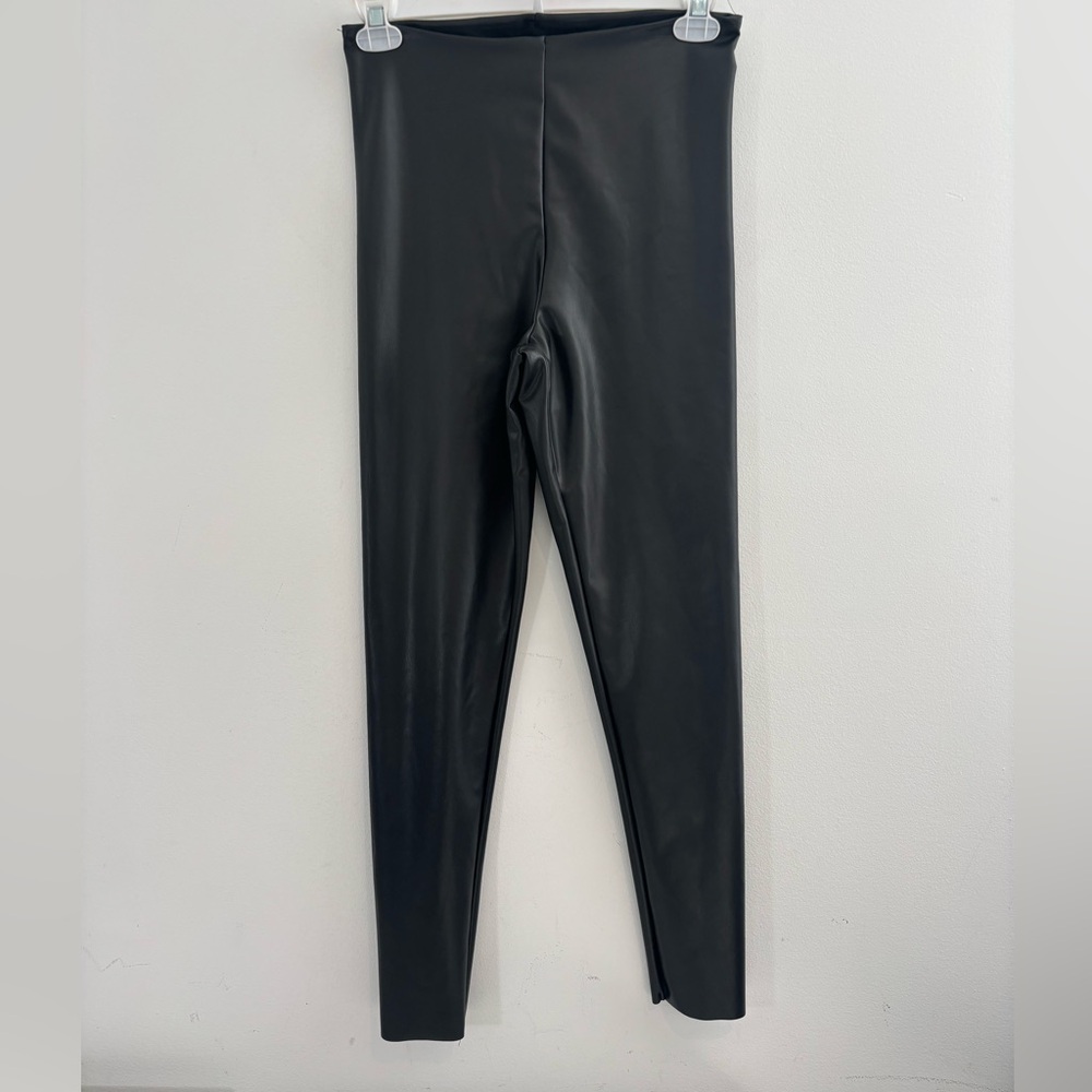 Joie Women Large Faux-Leather Leggings Black Business Casual Dressy Pull On Fall